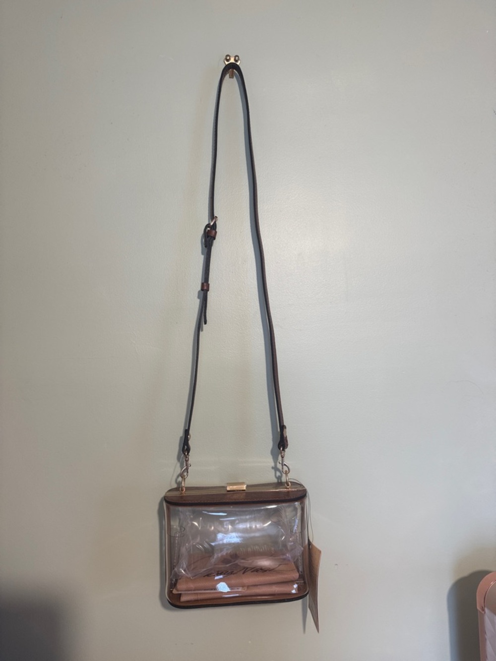 Patricia Nash Anselma Clear Crossbody with Tan Trim and Gold Hardware NWT
